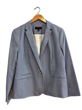 Talbots Structured Blue and White Patterned Blazer Size 16P